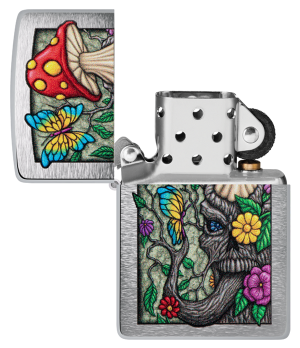 Zippo Trippy Mushroom Design, Brushed Chrome Lighter #48635