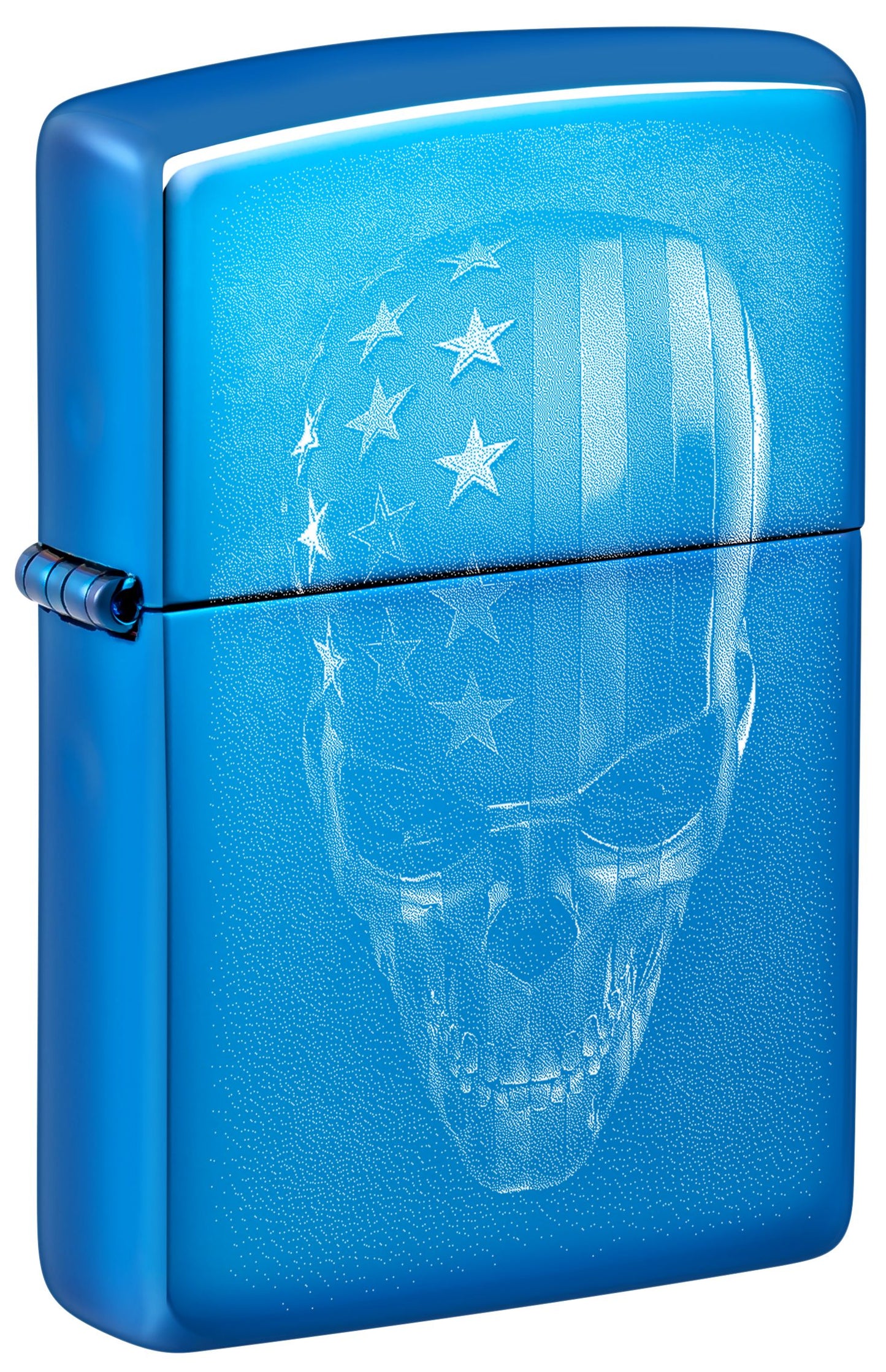 Zippo USA Skull Design, High Polish Blue Lighter #48739