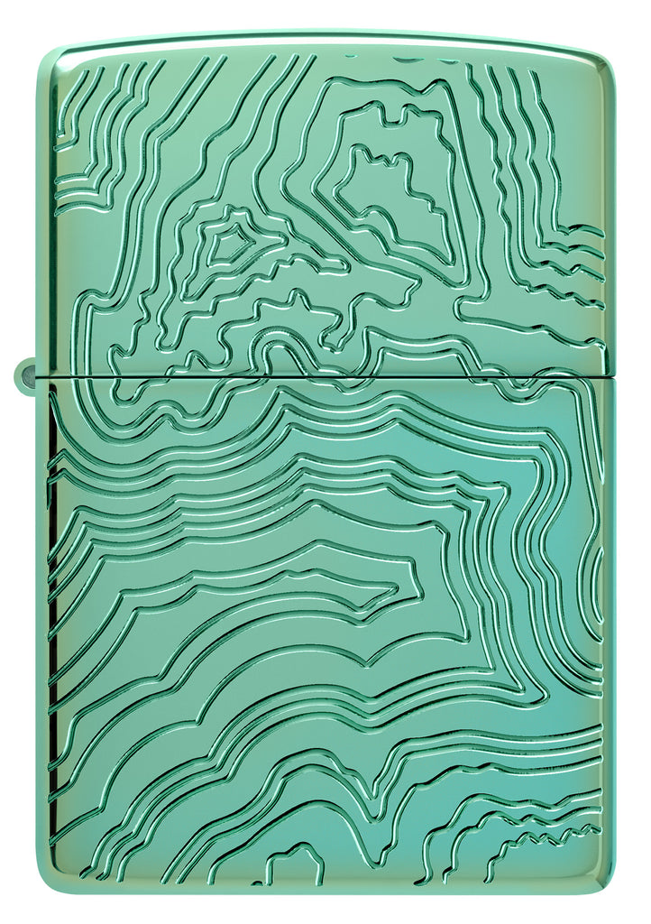 Zippo Map Design, High Polish Green Armor Lighter #48917