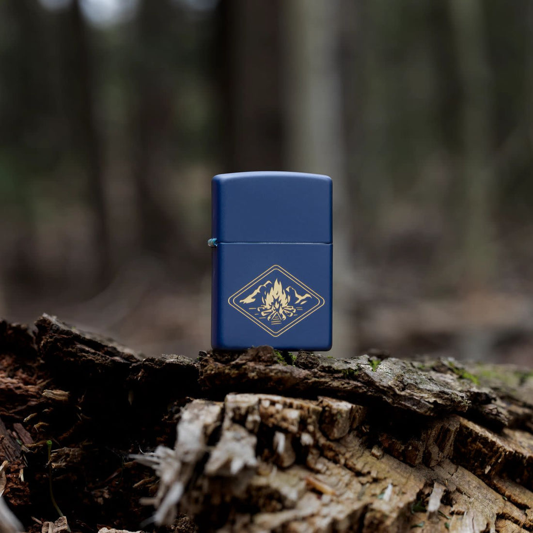 Zippo Campfire Laser Engrave Design, Navy Matte Lighter #46174