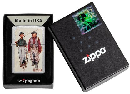 Zippo Norman Rockwell Two Old Men and a Dog, Street Chrome Lighter #48987