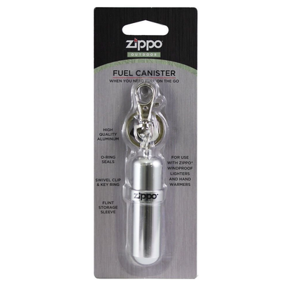 Zippo Aluminum Fuel Canister, Reusable, Key Ring, Flint Storage + More #121503