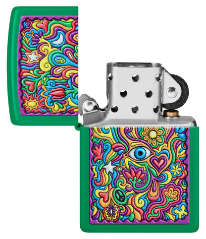 Zippo Trippy Design, Grass Green Matte Lighter #48957