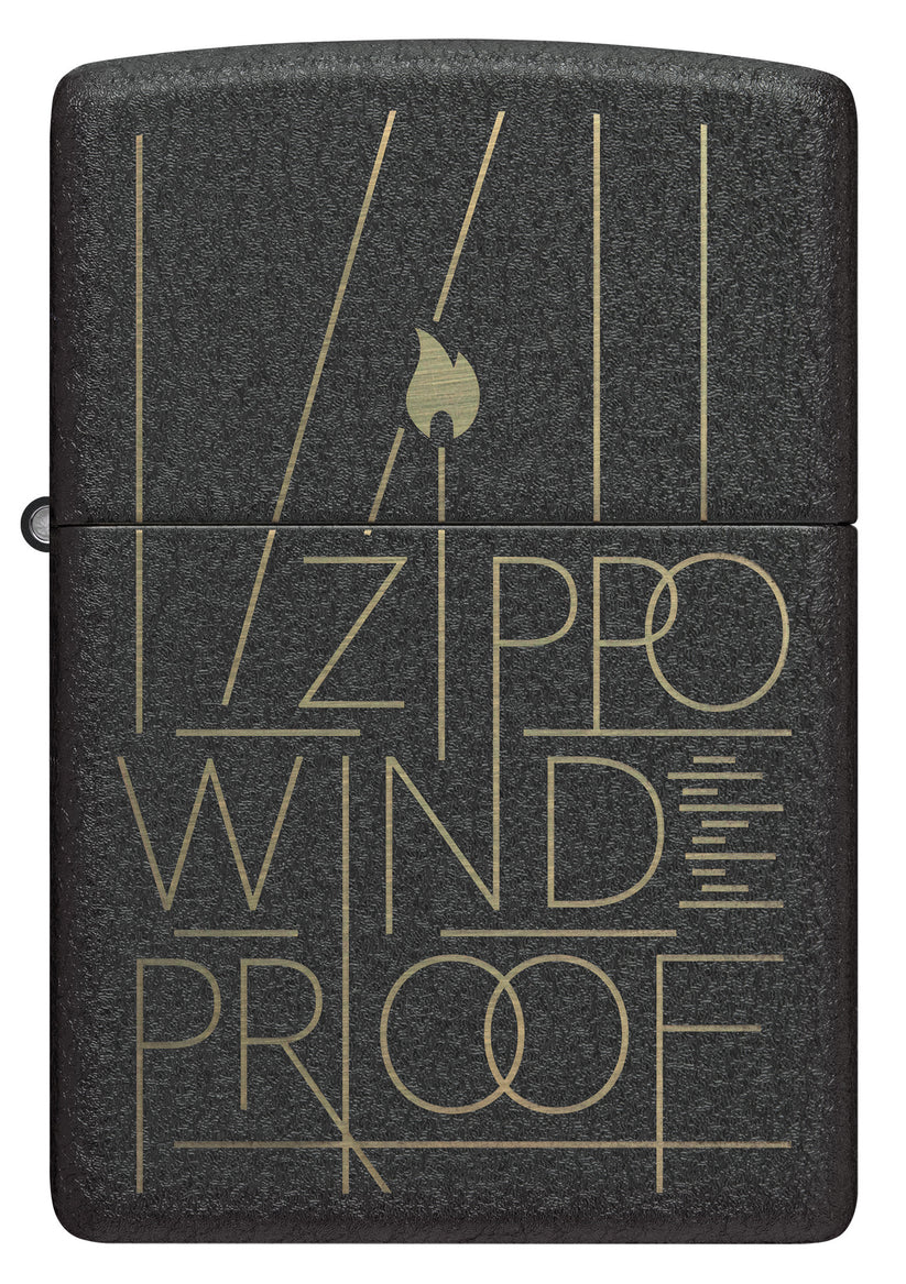 Zippo Line Art Zippo Design, Black Crackle Lighter #46172