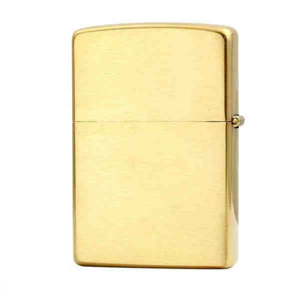 Zippo Solid Brass Engraved, Brushed Brass Finish, Genuine Windproof Lighter #204