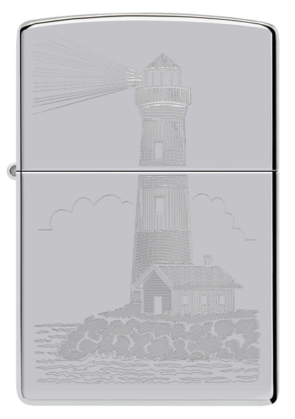 Zippo Lighthouse Design, High Polish Chrome Finish Lighter #46725