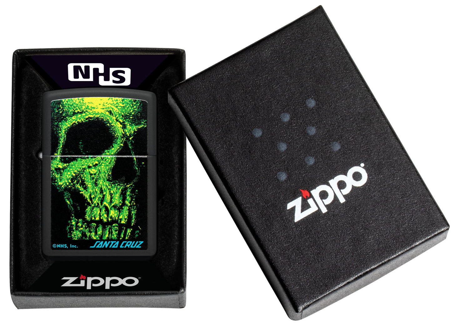 Zippo Santa Cruz Skateboards Skull Design, Black Matte Lighter #48743