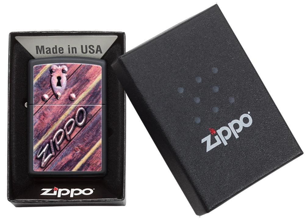 Zippo Lock Design, 3D Texturing, Black Matte Windproof Lighter #29986