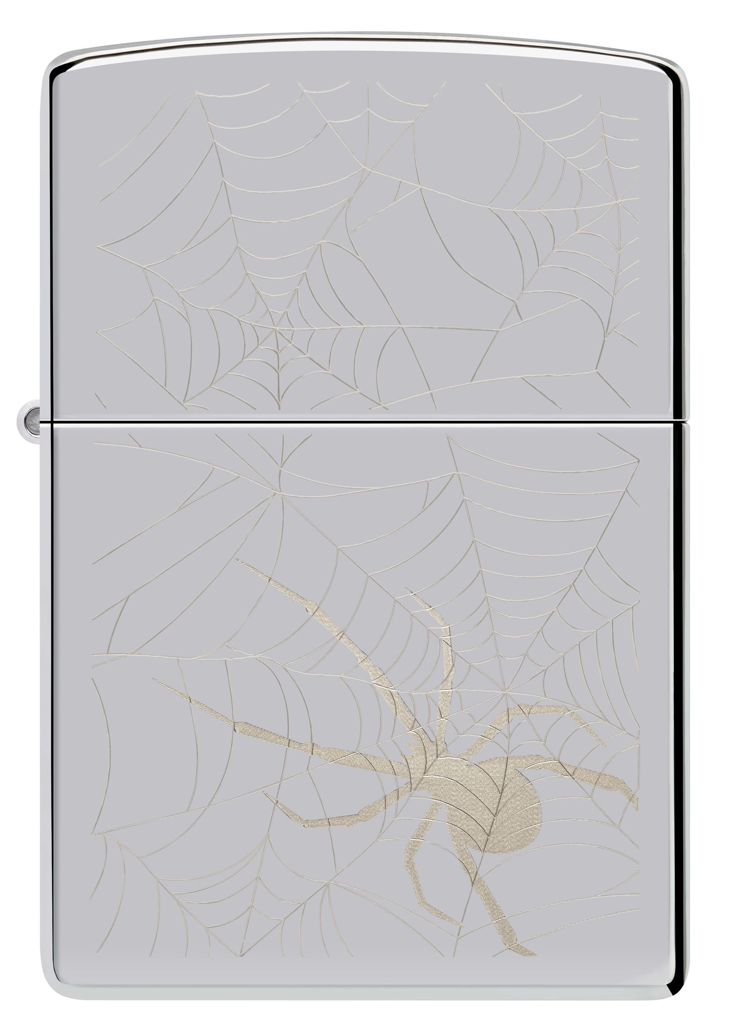 Zippo Horror Spider Web, Laser Engrave High Polish Chrome Lighter #48767