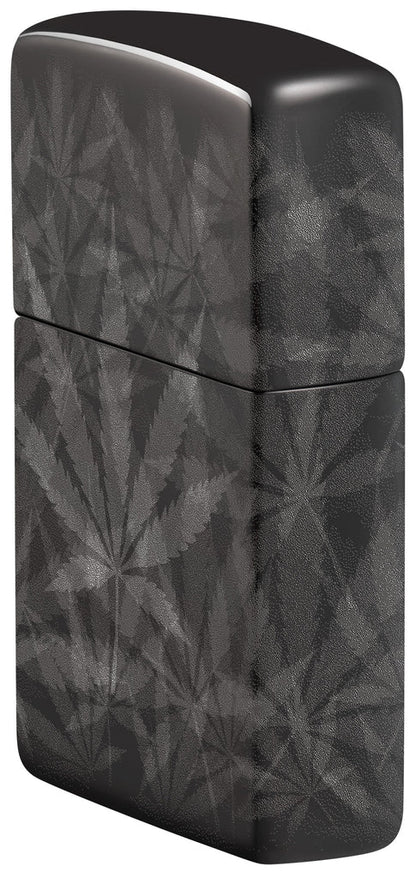 Zippo Cannabis 360 Design, High Polish Black Lighter #48924