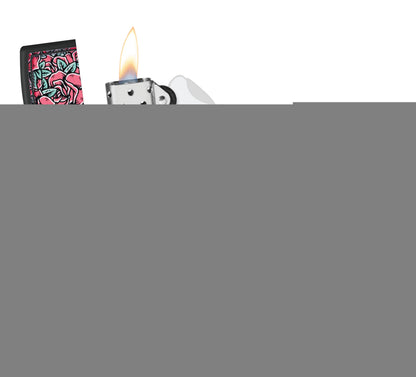 Zippo Blazy Susan Roses Pattern, Black Matte Lighter #47192