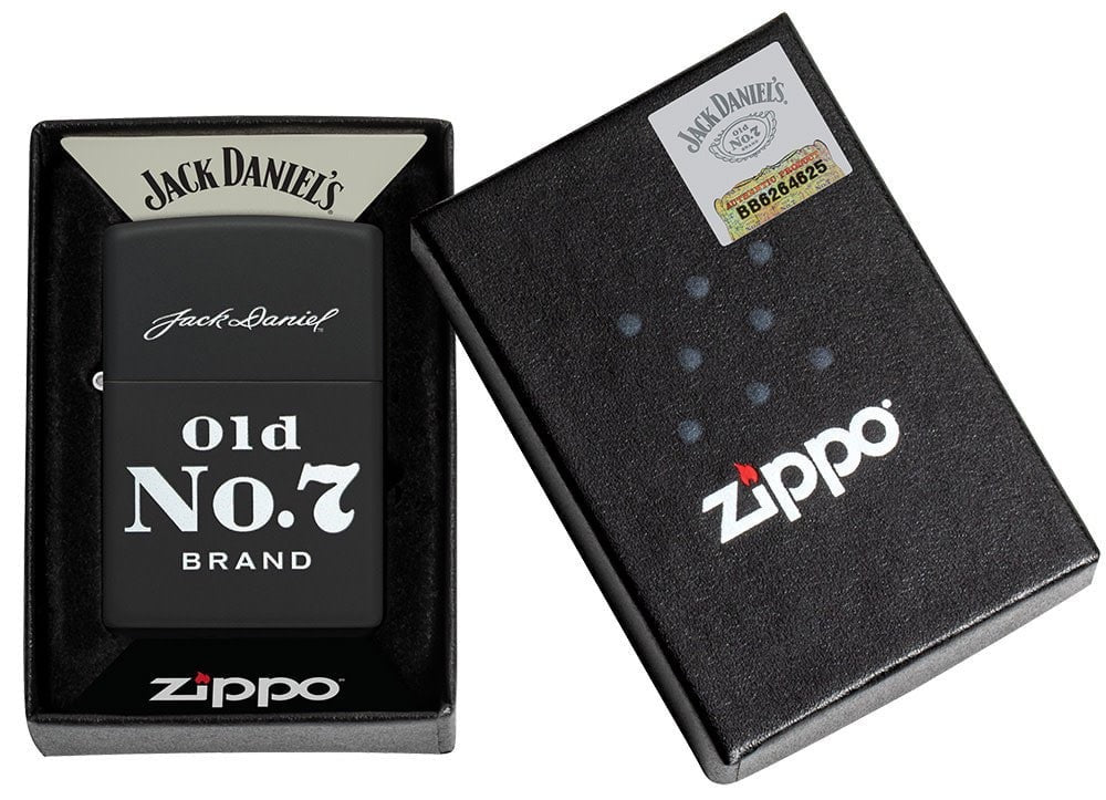 Zippo Jack Daniels Old No. 7 Brand, Black Matte Finish Lighter #49823