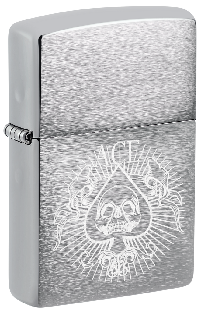 Zippo Spade Skull Design, Brushed Chrome Lighter #48500