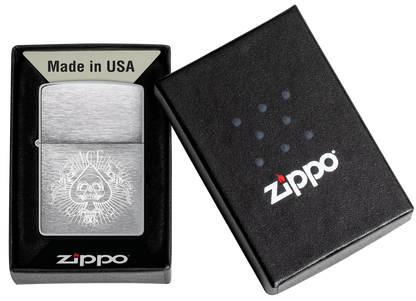 Zippo Spade Skull Design, Brushed Chrome Lighter #48500