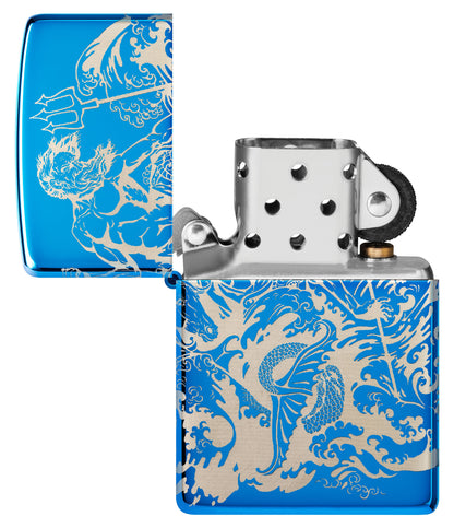 Zippo Brawling Titans, High Polish Blue Photo Image 360 Lighter #48787