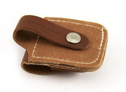 Zippo USMC Satin Chrome Lighter & Brown Leather Pouch Gift Box Set
