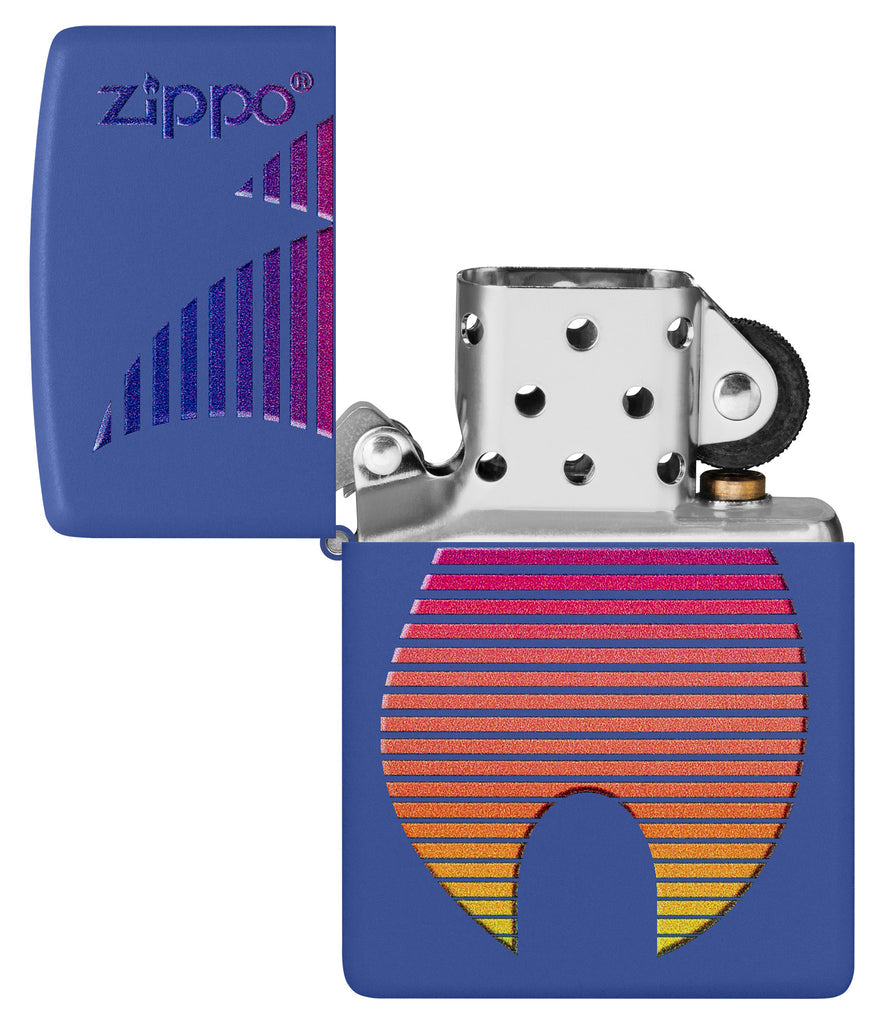 Zippo Vibrant Retro Logo Design, Royal Blue Matte Lighter #48996