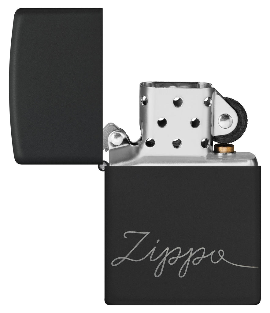 Zippo Windproof Script Laser Engraved 360 Design, Black Matte #48979