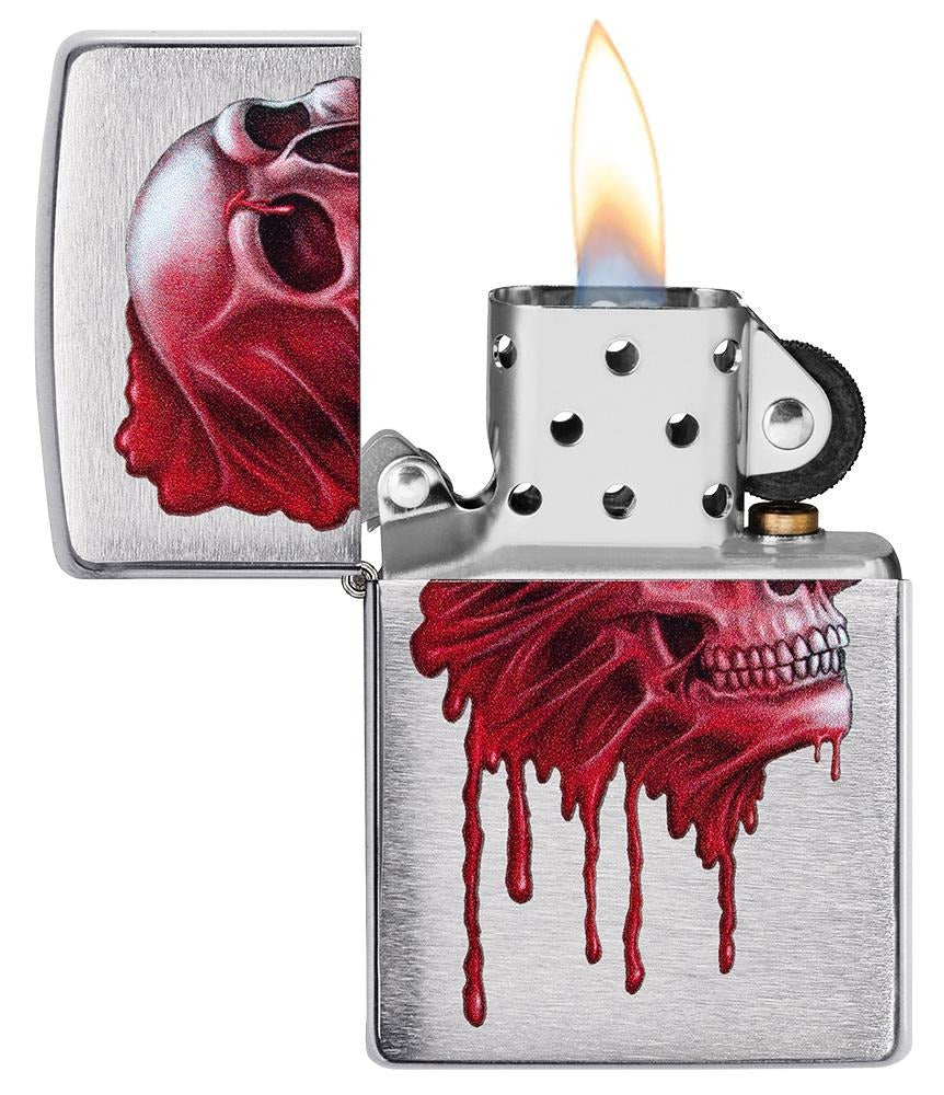 Zippo Skull Design, Brushed Chrome Finish Lighter #49603