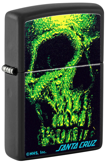 Zippo Santa Cruz Skateboards Skull Design, Black Matte Lighter #48743