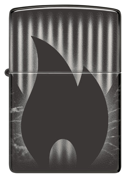 Zippo Flame Logo, High Polish Black, Photo Image 360 Lighter #48738