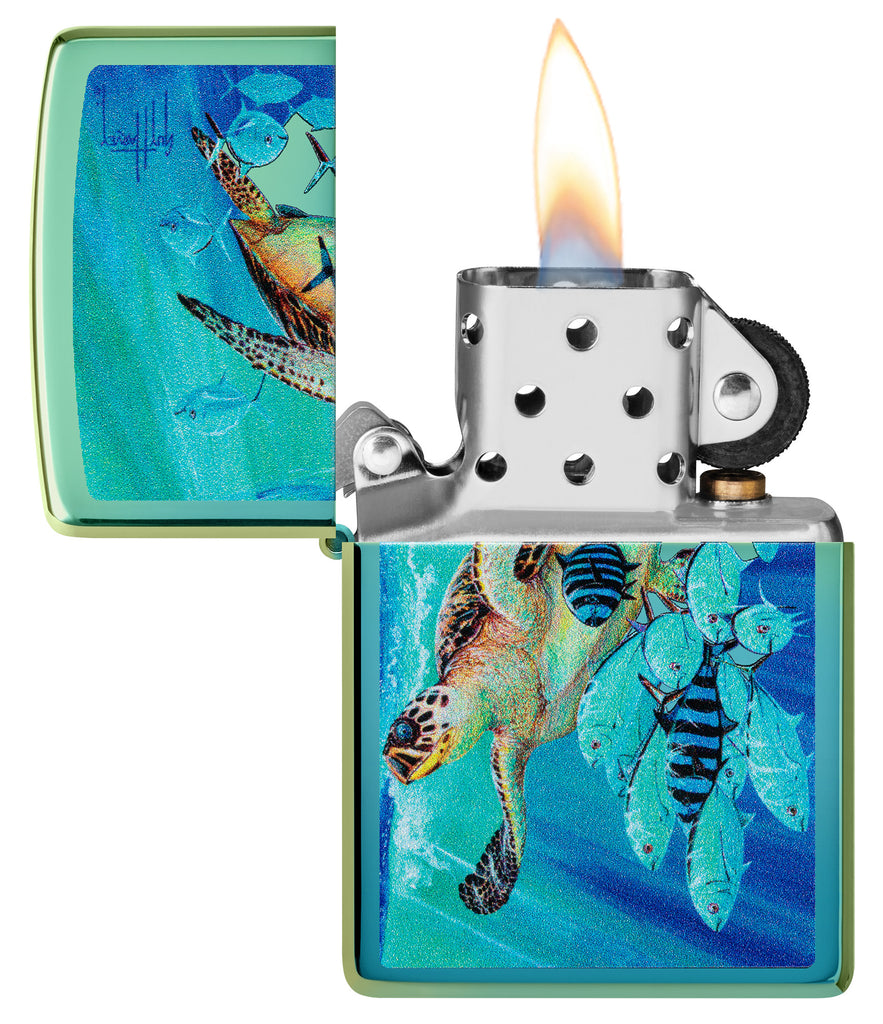 Zippo Guy Harvey Hawksbill Caravan, High Polish Teal Lighter #48967