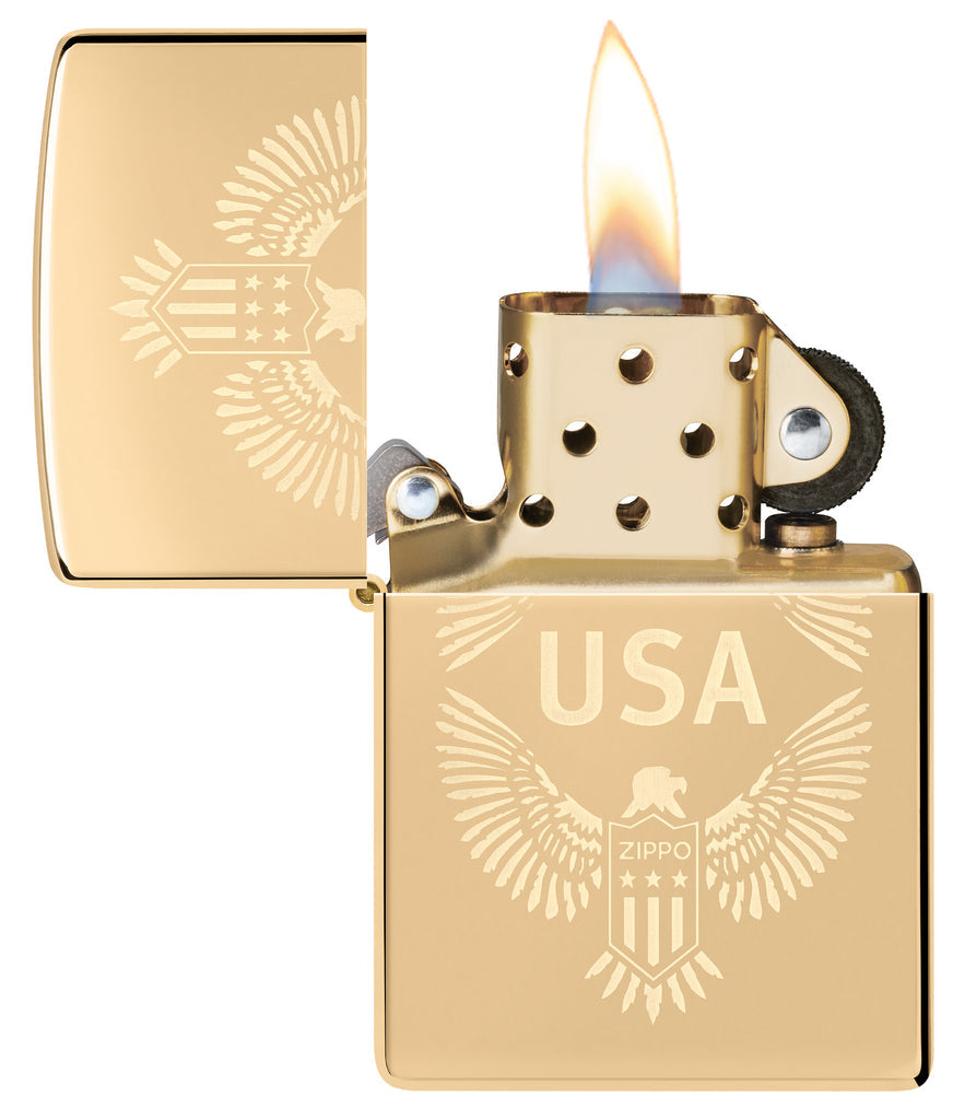 Zippo USA Patriotic Design, High Polish Brass Lighter #48915