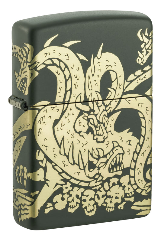 Zippo Hydra Dragon, Green Matte Laser 360 Lighter #48907