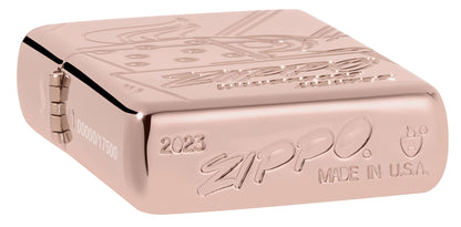 Zippo Script Logo Collectible, High Polish Rose Gold Armor Lighter #48768