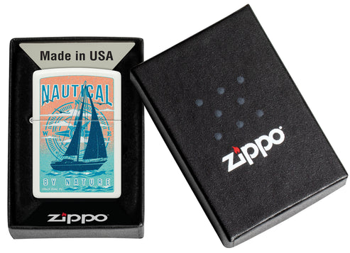 Zippo Buck Wear Nautical By Nature, White Matte Lighter #46150