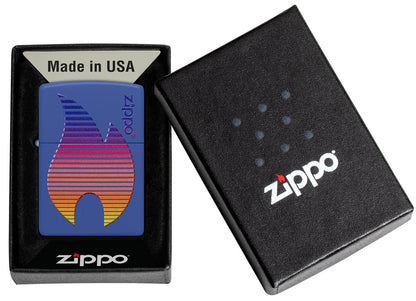 Zippo Vibrant Retro Logo Design, Royal Blue Matte Lighter #48996