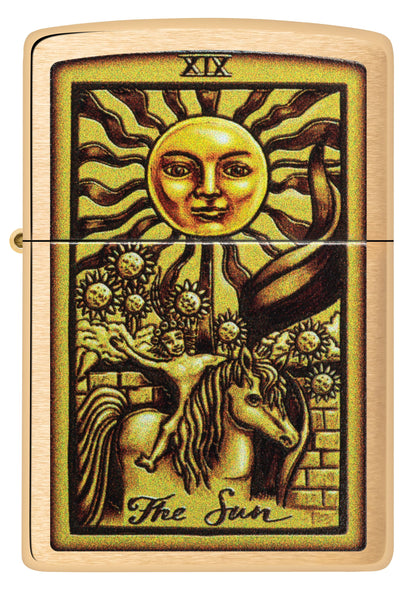 Zippo The Sun Tarot Card Design, Brushed Brass Lighter #48758