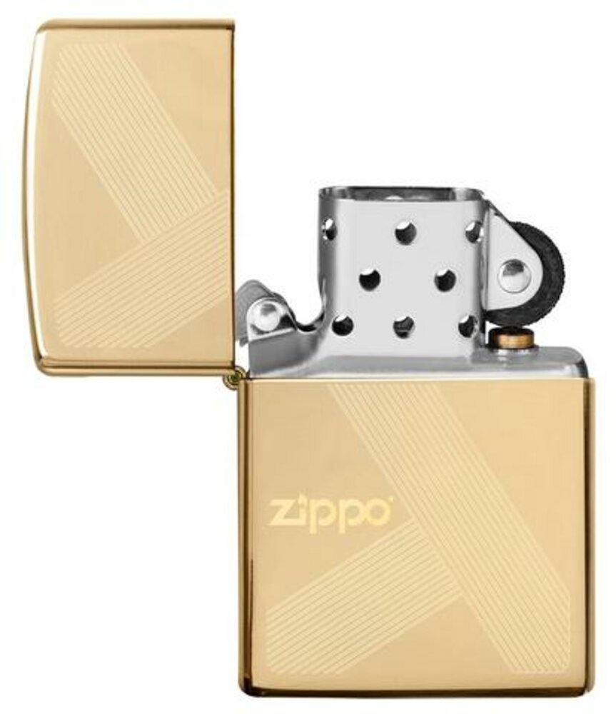 Zippo Laser Engraved Logo Design, High Polish Brass, Windproof Lighter #49255