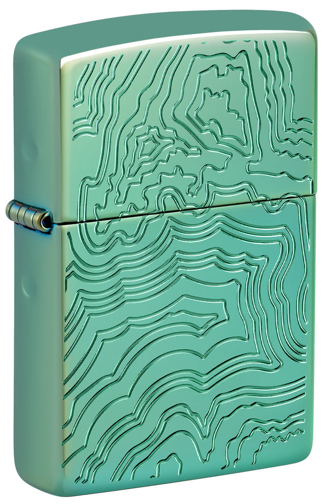 Zippo Map Design, High Polish Green Armor Lighter #48917