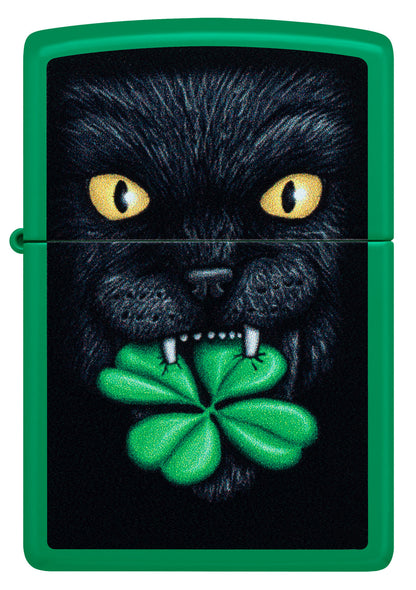 Zippo Feline Lucky Design, Grass Green Matte Finish Lighter #46721