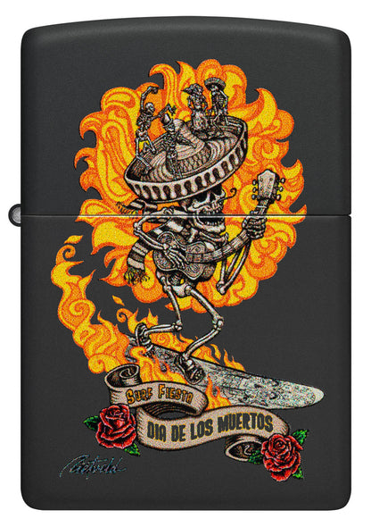 Zippo Rick Rietveld Mariachi Surfing, Black Matte Lighter #48954