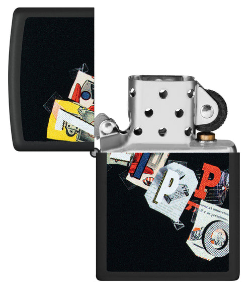 Zippo Cut and Paste Design, Black Matte Finish Lighter #46597