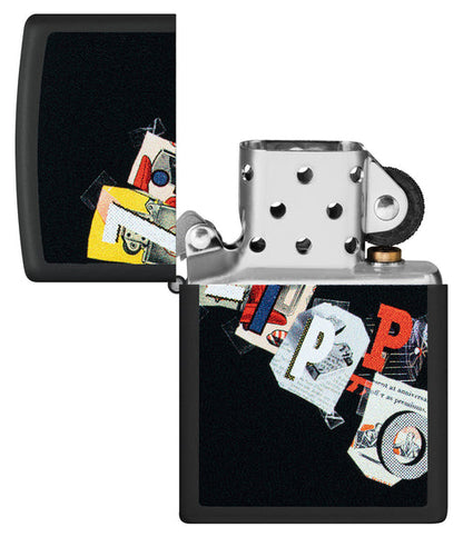 Zippo Cut and Paste Design, Black Matte Finish Lighter #46597