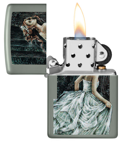 Zippo Victoria Francés Gothic Bride, Sage Green Lighter #48971