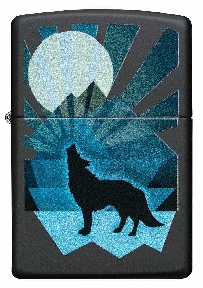 Zippo Wolf and Moon, Black Matte Finish, Windproof Lighter Made in USA #29864