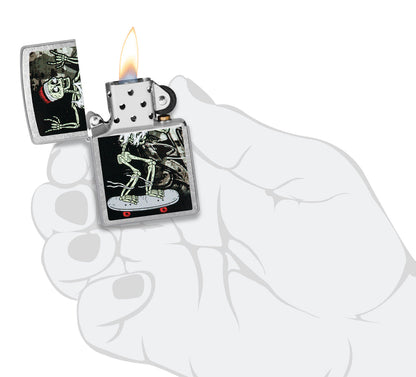 Zippo Skateboard Skeleton Design, Street Chrome Lighter #48911