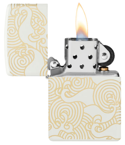 Zippo Cloud Filigree, White Matte Laser 360 Lighter #48909