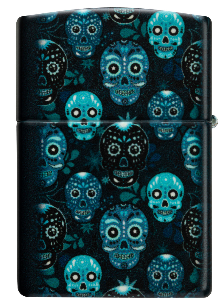 Zippo Sugar Skulls Design. 540 Glow In The Dark Lighter #46017