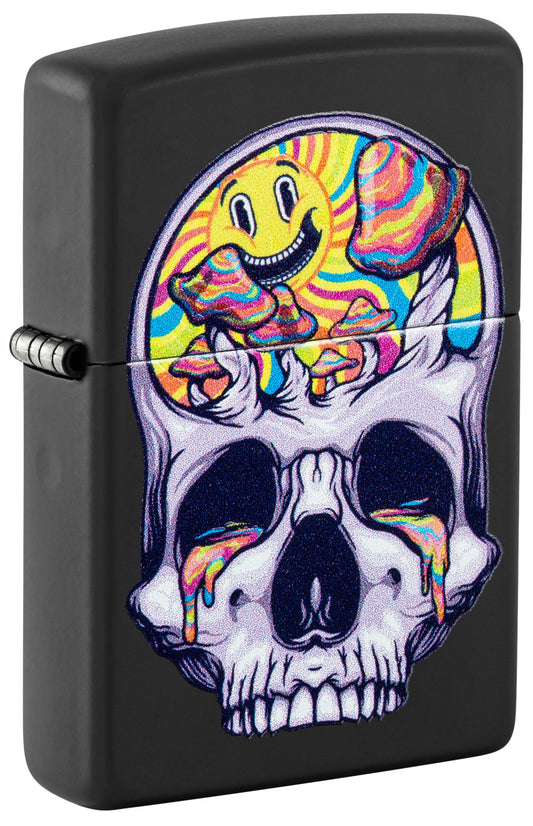 Zippo Psychedelic Skull Black Light Design, Black Matte Lighter #48737