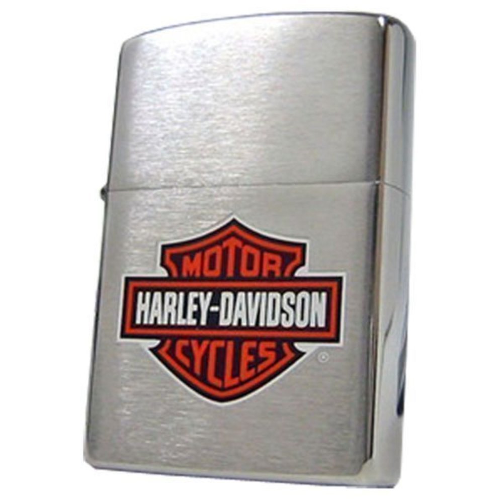 Zippo Harley-Davidson Brushed Chrome & Black Leather Pouch Gift Box Set