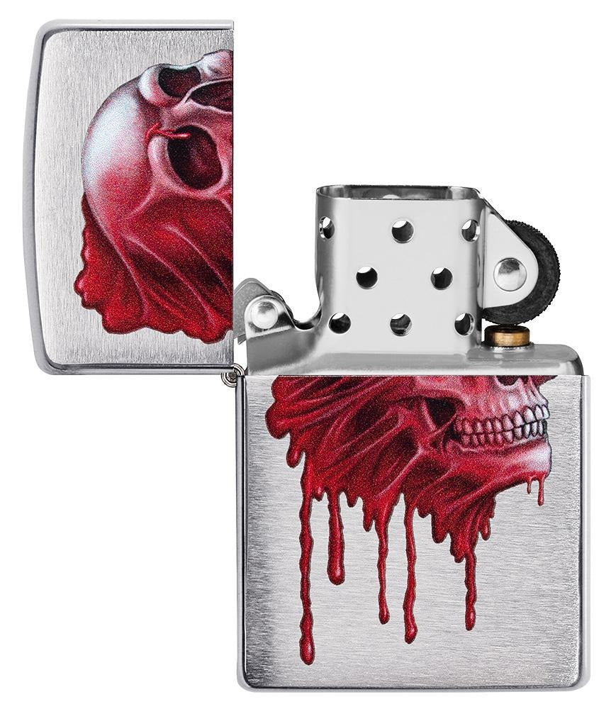 Zippo Skull Design, Brushed Chrome Finish Lighter #49603