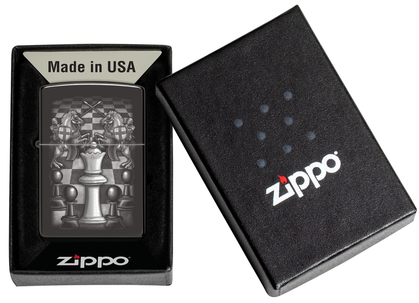 Zippo Chess Gaming Design, High Polish Black #48762