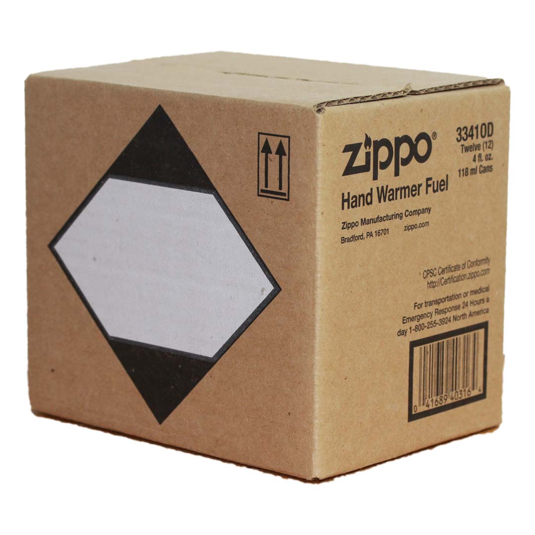 Zippo Refillable Hand Warmer Fuel, 4 fl. oz. 118 ml Cans, Box of 12 #3341OD