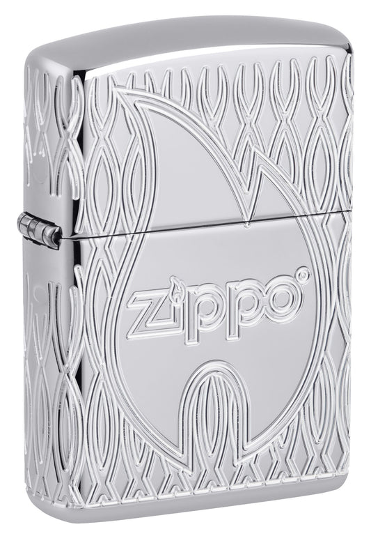 Zippo Flame Logo, High Polish Chrome Armor Lighter #48838