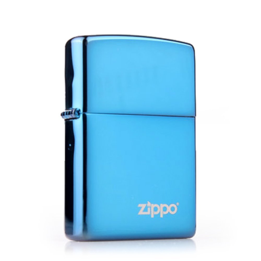 Zippo Sapphire w/ Logo Lighter, High Polish, Iridescent Blue, Windproof #20446ZL